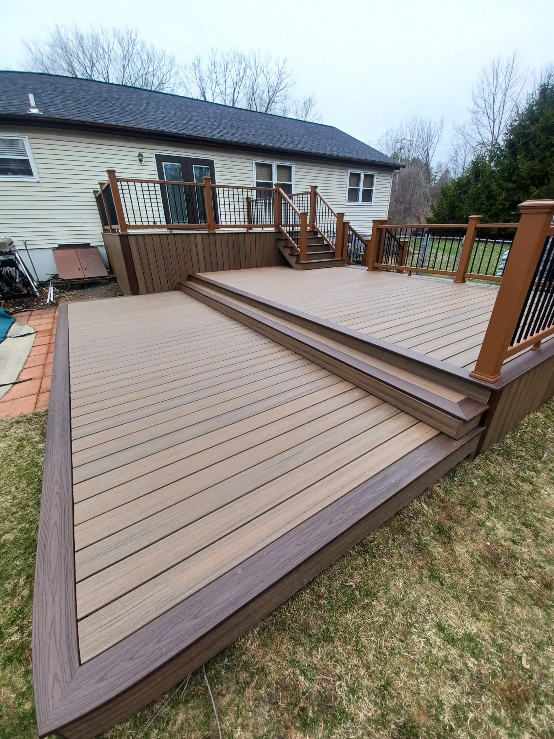 Three level custom deck built in Rotterdam, NY