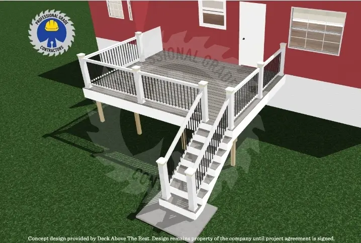 3D deck design rendering shown from a second angle